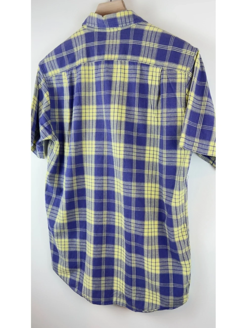 Vintage Polo Sport Ralph Lauren Mens S Blue Yellow Plaid Linen Shirt 90s